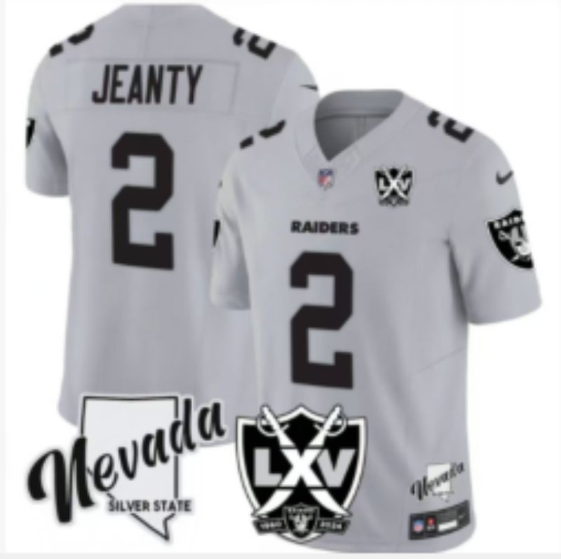 Men 2025 Oakland Raiders #2 Jeanty Grey Retro Third Generation Nike Limited NFL Jersey style 04
